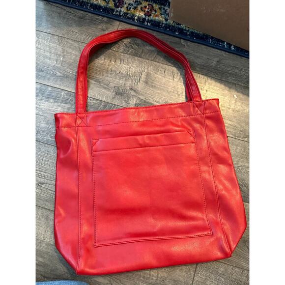 Red Leather Tote Bag handbag purse - Picture 6 of 13